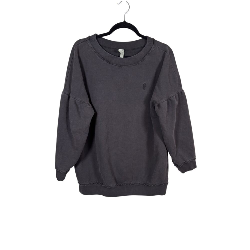 Free People Make It Count Pullover Sweatshirt Womens Small Black Oversized